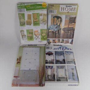 Sewing Pattern lot Simplicity Butterick Chair Covers Curtains Window Treatments
